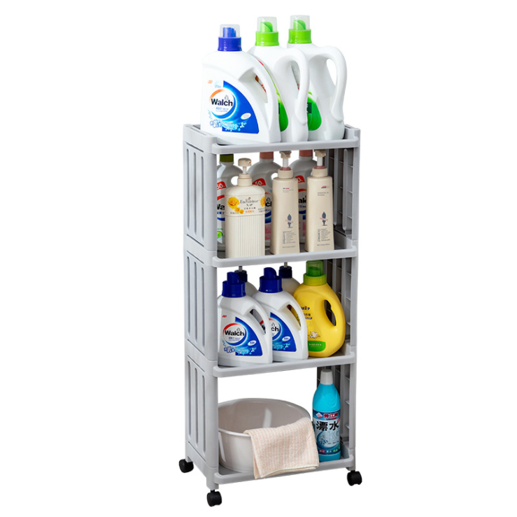 Bathroom Shower Gel Storage Rack Floor Multi-Layer Storage Rack Plastic Portable Bathroom Shampoo Rack with Wheels