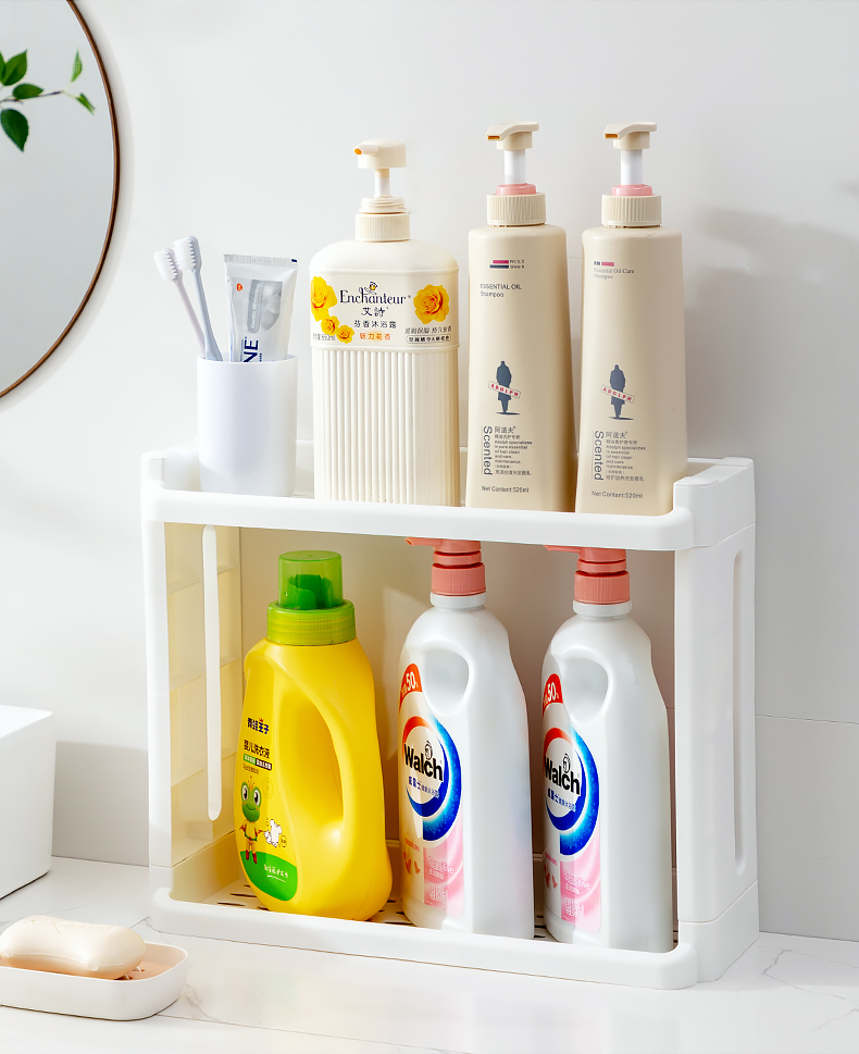 Bathroom Shower Gel Storage Rack Floor Multi-Layer Storage Rack Plastic Portable Bathroom Shampoo Rack with Wheels