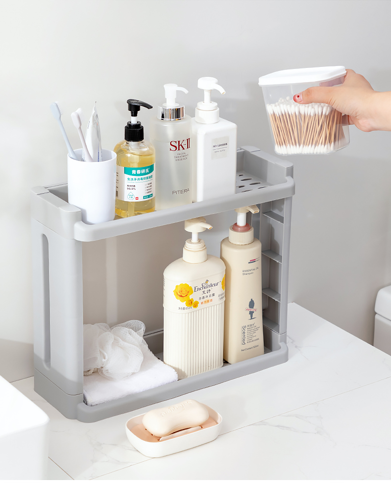 Bathroom Shower Gel Storage Rack Floor Multi-Layer Storage Rack Plastic Portable Bathroom Shampoo Rack with Wheels