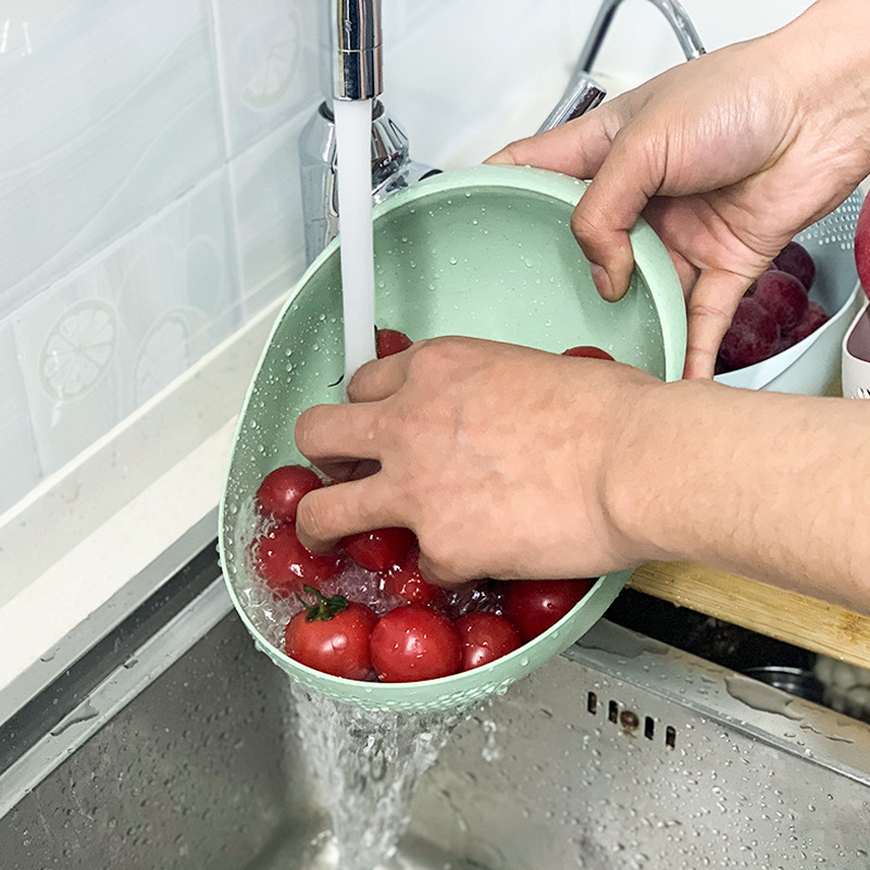 Jiachao Rice Washing Machine Rice Washing Filter Rice Rinsing Basin Artifact Household Vegetable Washing and Draining Fruit and Vegetable Basket Plastic Multi-Functional Thickening