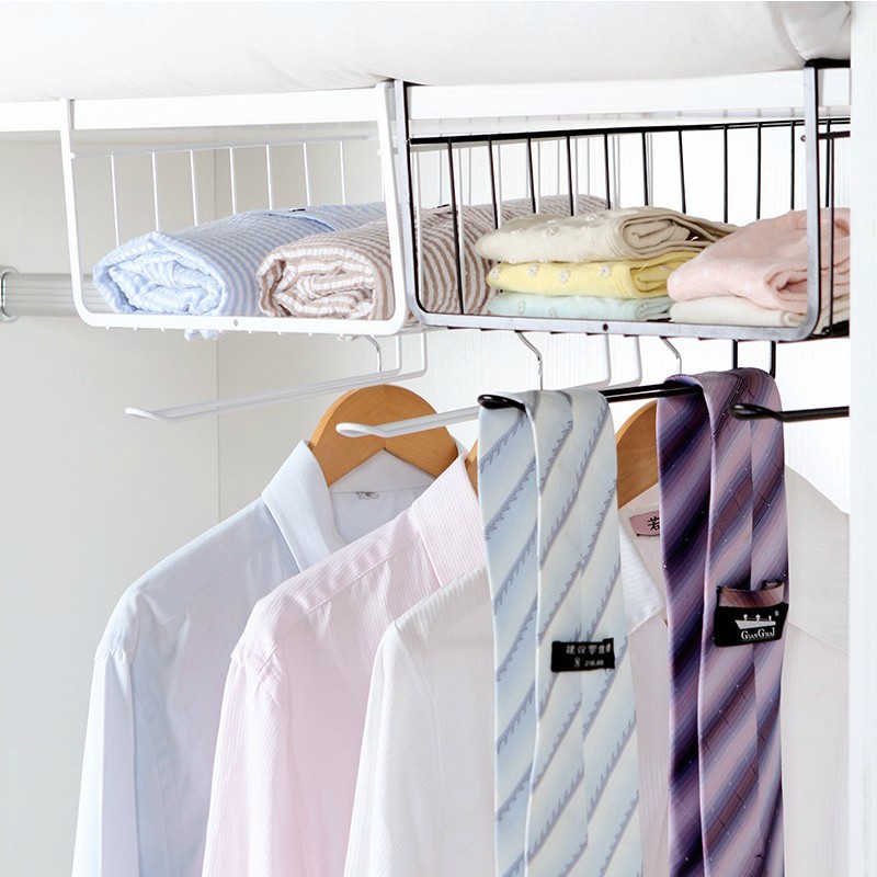 Wardrobe Storage Rack Metal Storage Rack Organizing Rack Kitchen Cabinet Lower Rack Compartment Hanging Basket Wall-Mounted Storage Rack