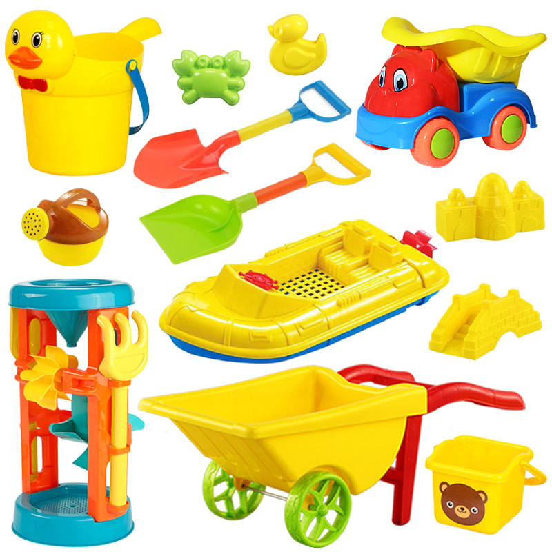 Children&#039;s Beach Toy Bucket Sand Digging Tool Outdoor Trolley Plastic Shovel Cassia Seed Sand Basin Toy Set