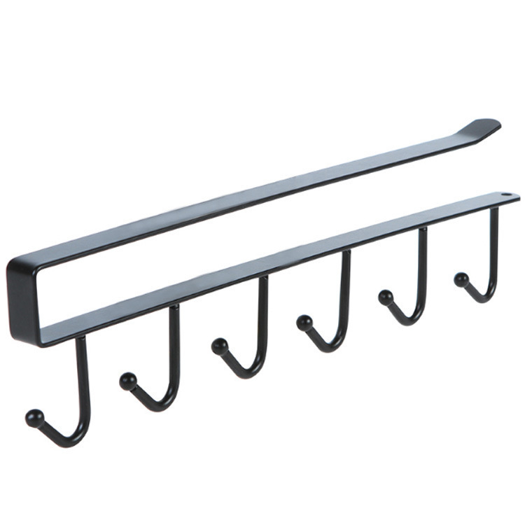 Iron Cabinet Storage Hanger Multi-Functional Hook Wardrobe Organizer Kitchen Seamless Nail-Free Hook 6 Hooks