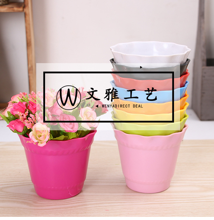 Creative resin color plastic flower pot circular potted garden flower pot flower flower basin home decoration