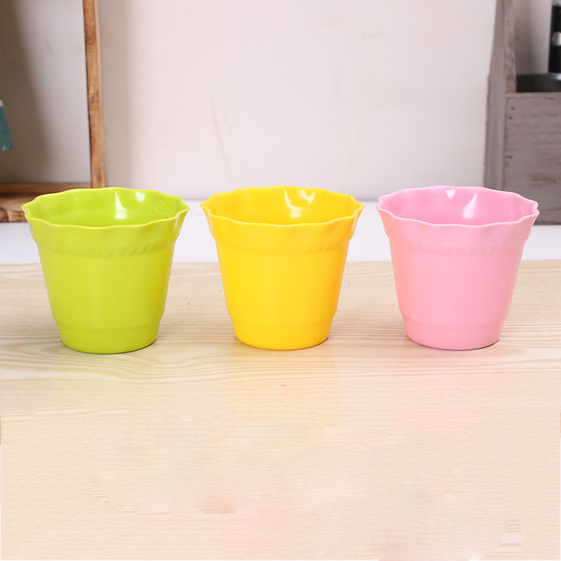 Creative resin color plastic flower pot circular potted garden flower pot flower flower basin home decoration