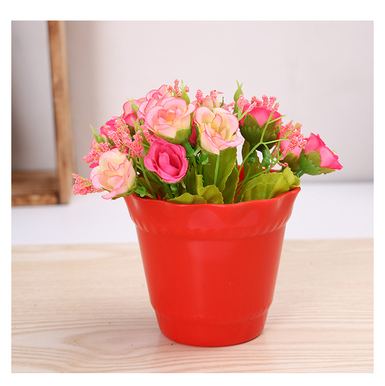 Creative resin color plastic flower pot circular potted garden flower pot flower flower basin home decoration