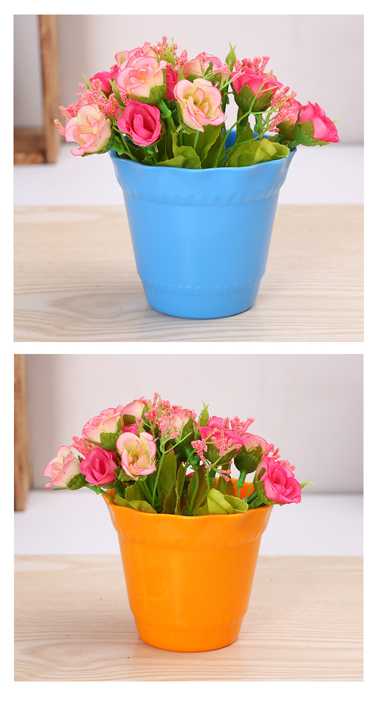 Creative resin color plastic flower pot circular potted garden flower pot flower flower basin home decoration