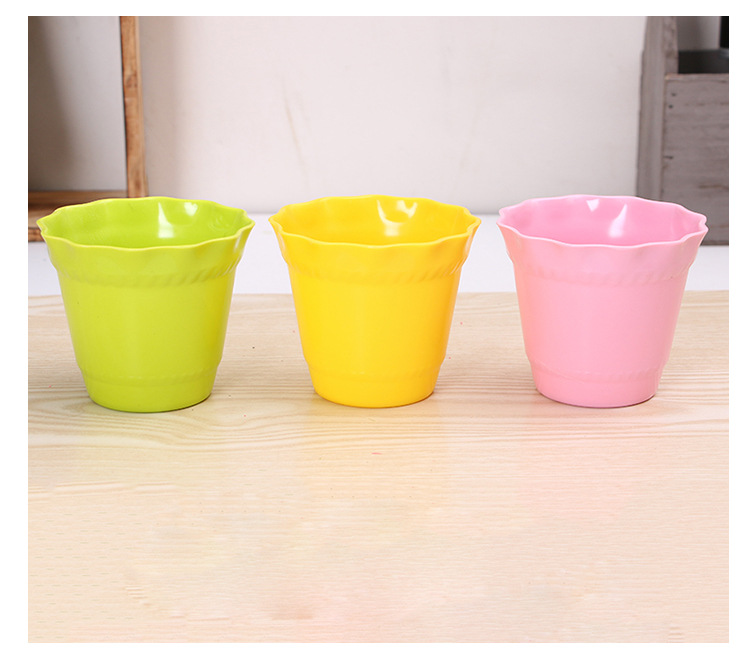 Creative resin color plastic flower pot circular potted garden flower pot flower flower basin home decoration