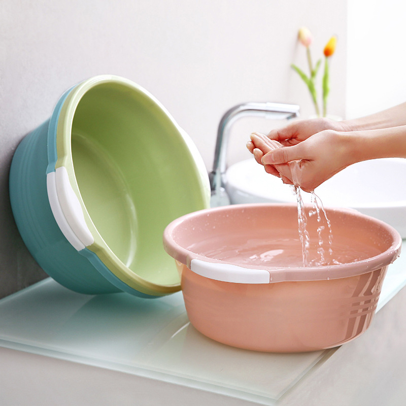 Double Ear Plastic WashBasin Household Thickened round Large Vegetable Basin Bathroom Laundry Basin Washbasin Outlet