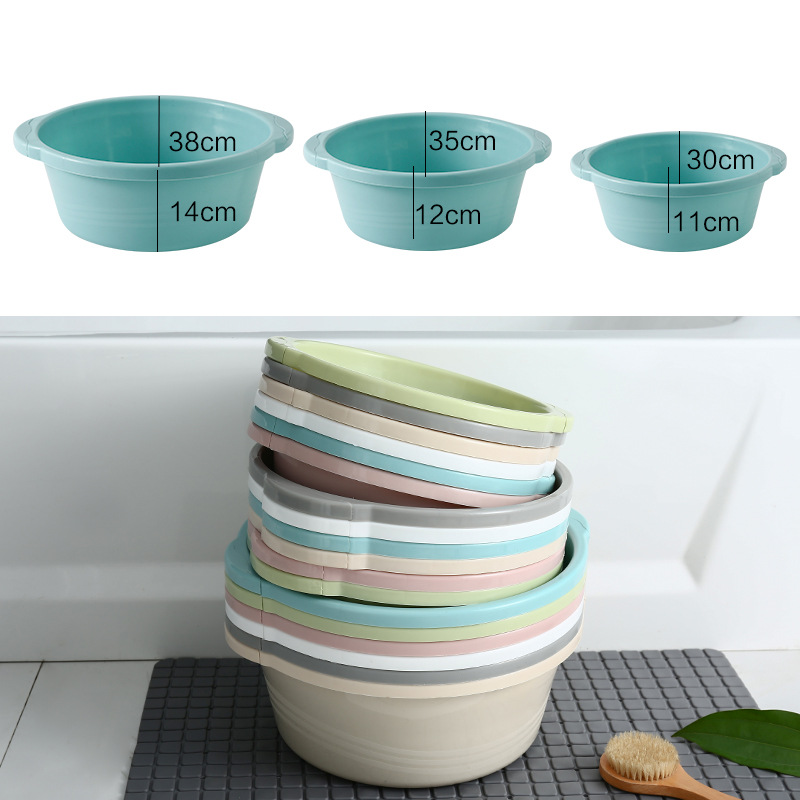 Double Ear Plastic WashBasin Household Thickened round Large Vegetable Basin Bathroom Laundry Basin Washbasin Outlet