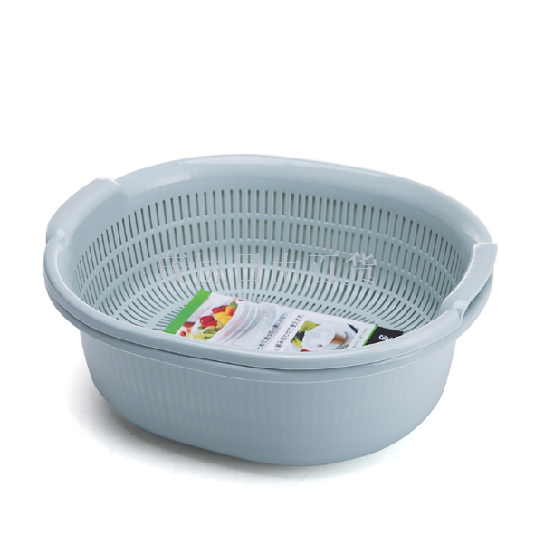 Double-deck vegetable basket plastic kitchen basket household multi-functional round basin fruit basket