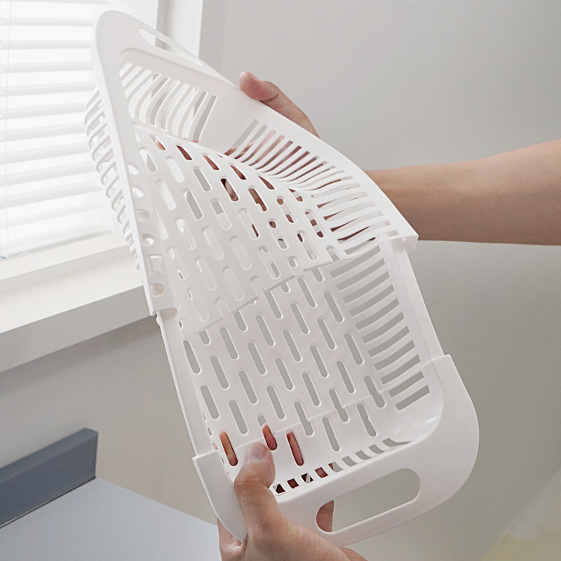 Retractable Dish Basin Drain Basket Rectangular Plastic Household Kitchen Sink Drain Rack Sink Sink Storage