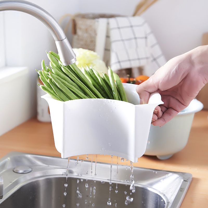 Double plastic household wash basin wash basket hot pot vegetable platter fruit platter dripping basin basket