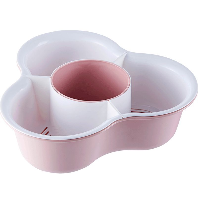 Double plastic household wash basin wash basket hot pot vegetable platter fruit platter dripping basin basket
