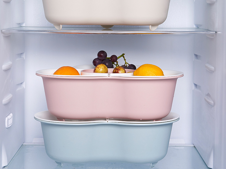 Double plastic household wash basin wash basket hot pot vegetable platter fruit platter dripping basin basket