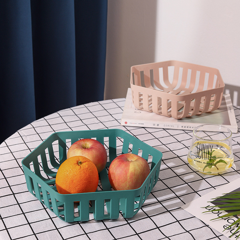 Plastic Fruit Basket Kitchen Drain Basket Home Hollow Nordic Style Living Room Snack Tray Fruit Plate Creative Fruit Basin