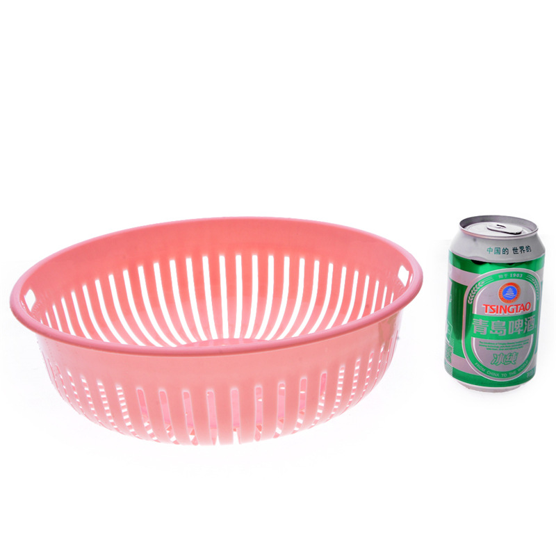 round Hollow Drain Washing Basket Plastic Basket Kitchen Vegetable Basin Fruit Basket Vegetable and Fruit Drain Basket Storage Basket