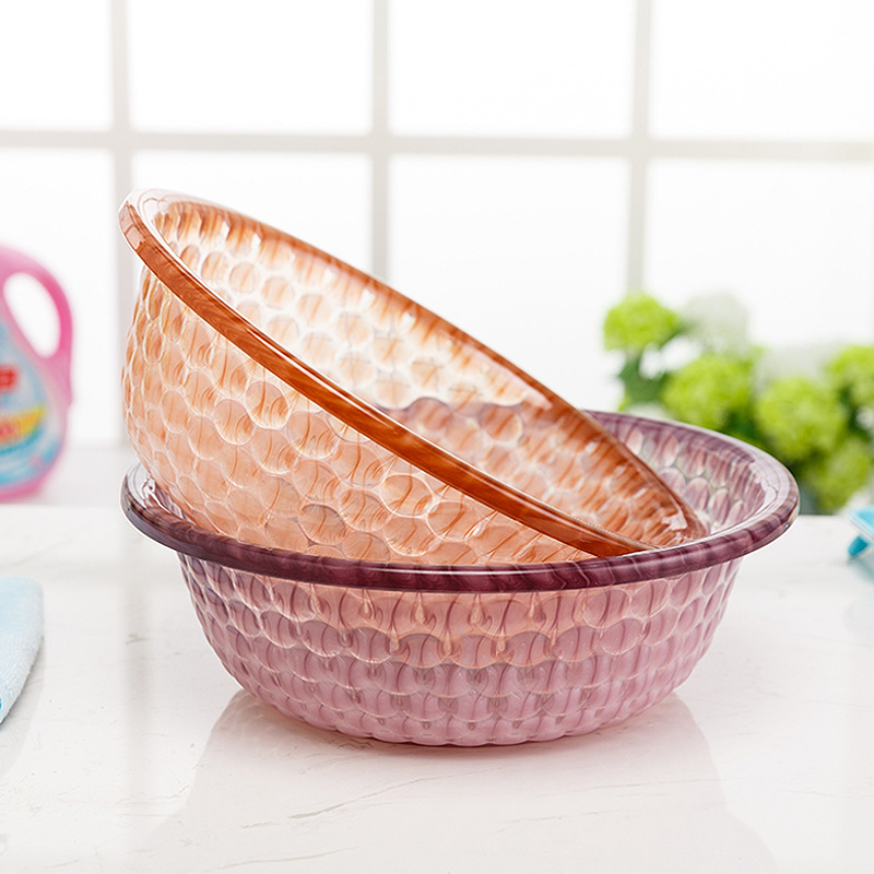 New Plastic Multi-Purpose Basin Wholesale Plastic Large Washbasin Two-Color Transparent 33cm Plastic Vegetable Washing Basin