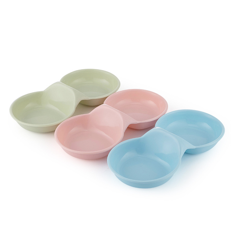 Pet Double Bowl Plastic Pet Feeding Bowl Small Pet Available Food Bowl Cat Basin 0013