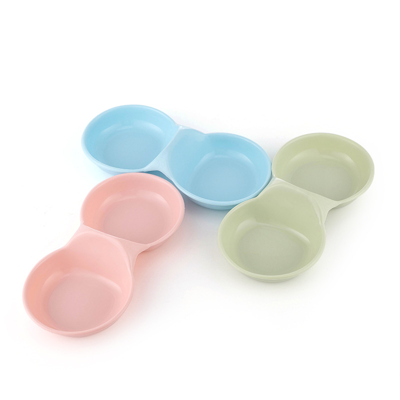 Pet Double Bowl Plastic Pet Feeding Bowl Small Pet Available Food Bowl Cat Basin 0013