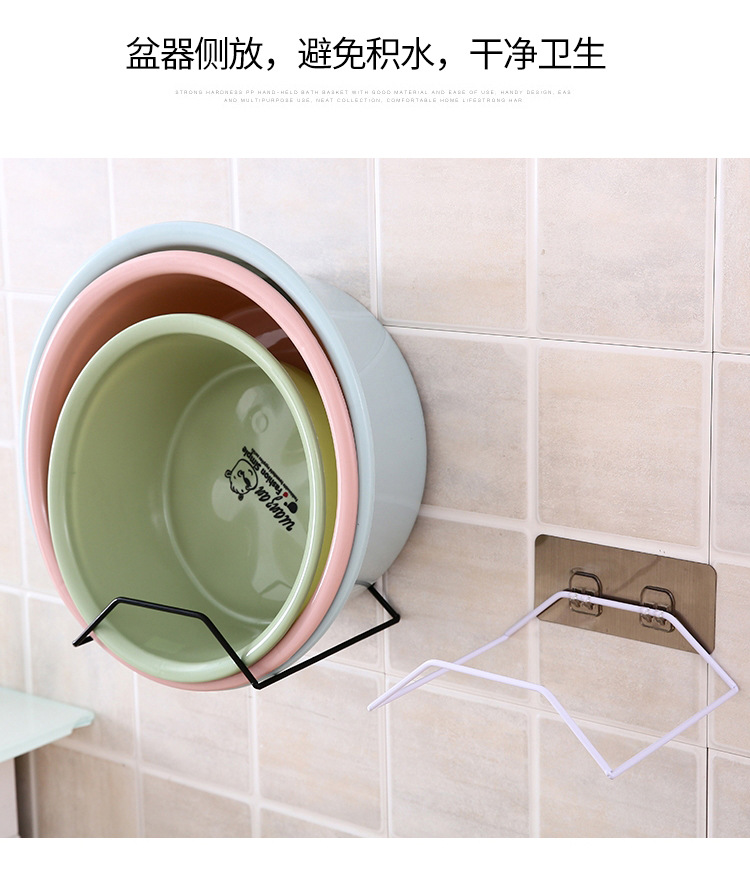 Kitchen Washbasin Storage Rack Iron Punch-Free Wall Hanging Bathroom Strong Hook Kitchen Sticky Hook Storage Rack Household