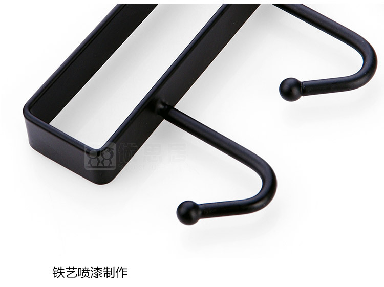 Six Hook Kitchen Wrought Iron Seamless Nailless Hook Cabinet Storage Rack Multi-Function Wardrobe Row Hook Organizing Rack