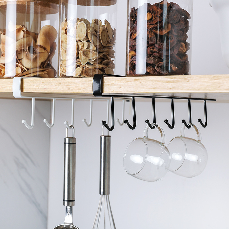 2563 Kitchen Iron Art Non-Marking Nail-Free Hook Cabinet Storage Hanger Multifunctional Wardrobe Row Hook Organizing Rack