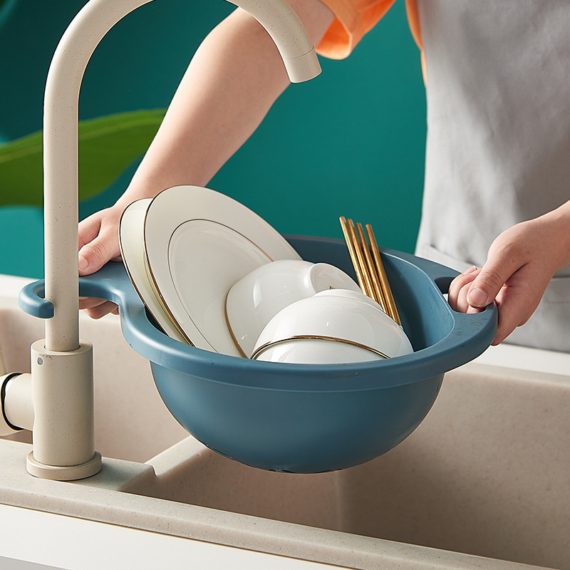 Hanging Drain Basket Kitchen Sink Hook Washing Basin Multi-Functional Plastic Fruit Vegetable Storage Basket Dish Rack