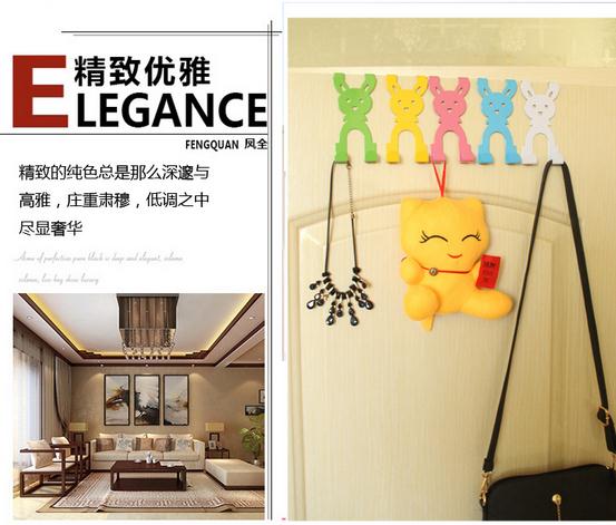 Cartoon Rabbit Creative and Powerful Iron Art Non-Marking Door Rear Hook Door Back Type Nail-Free Hanger Clothes Hook