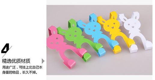 Cartoon Rabbit Creative and Powerful Iron Art Non-Marking Door Rear Hook Door Back Type Nail-Free Hanger Clothes Hook