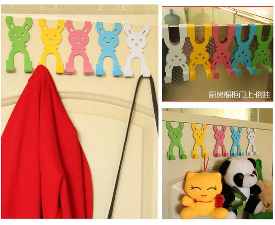 Cartoon Rabbit Creative and Powerful Iron Art Non-Marking Door Rear Hook Door Back Type Nail-Free Hanger Clothes Hook
