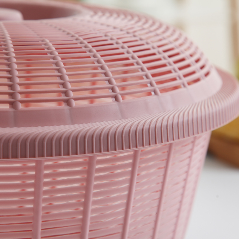 Hollow-out Household Fruit Basin Draining Basket with Lid Wash Fruit Basket Large Fruit Plate Plastic Steamed Bread Basket Kitchen Vegetable Washing Basket