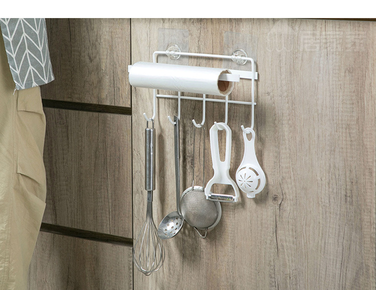 Rack of Iron Art Cabinet Multifunctional Kitchen watcher and Appliances Row hook Kitchen Storage Rack Seamless nail hook towel Rack roll paper Rack