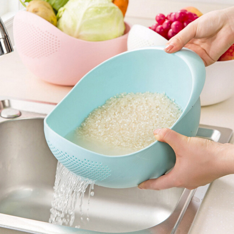 Kitchen Rice Washing Machine Vegetable Washing Basket Korean Creative Drain Basket Rice Washing Filter Wash Fruit Basin Washing Basin Plastic Basket