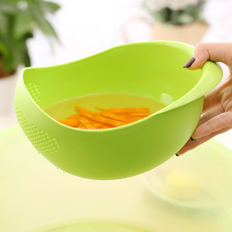 Kitchen Rice Washing Machine Vegetable Washing Basket Korean Creative Drain Basket Rice Washing Filter Wash Fruit Basin Washing Basin Plastic Basket
