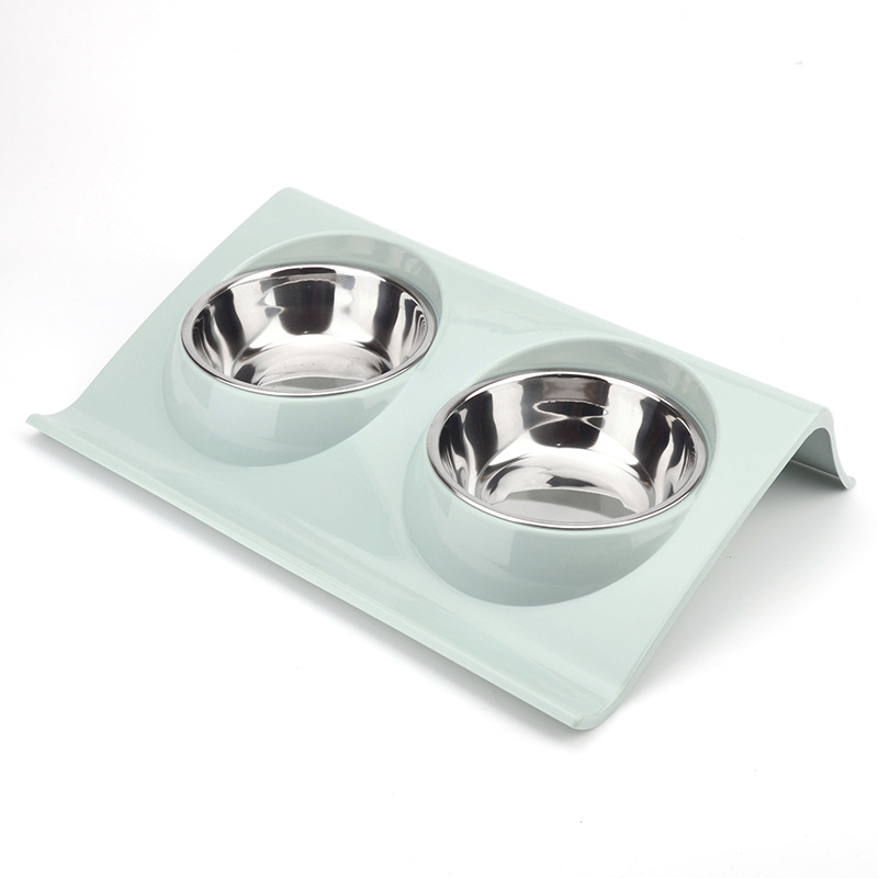 Stainless Steel Bowl for Pet Slope Plastic Non-Slip Pet Dog Bowl Splash-Proof Cat Feeder Cat Bowl Food Basin