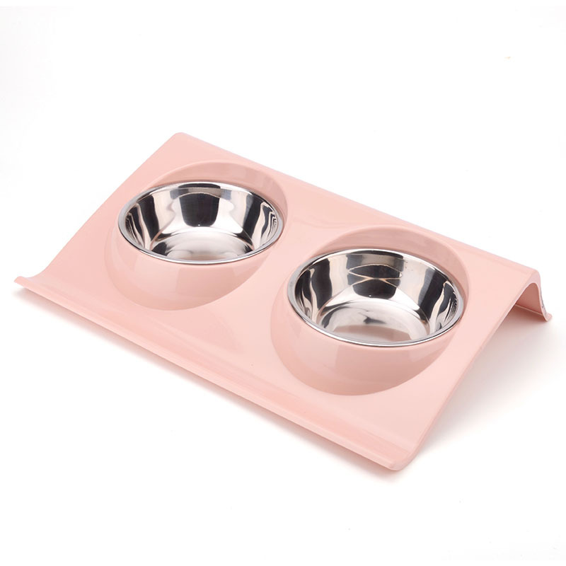 Stainless Steel Bowl for Pet Slope Plastic Non-Slip Pet Dog Bowl Splash-Proof Cat Feeder Cat Bowl Food Basin