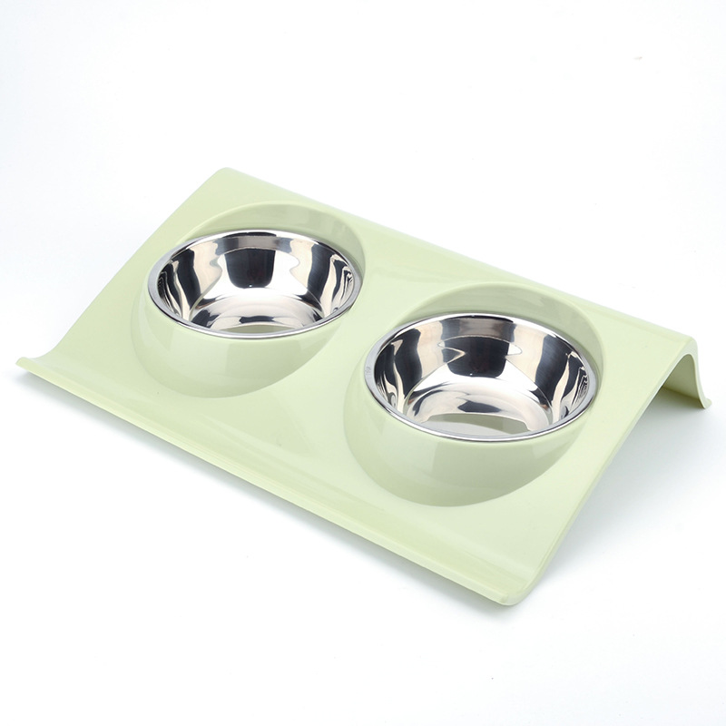 Stainless Steel Bowl for Pet Slope Plastic Non-Slip Pet Dog Bowl Splash-Proof Cat Feeder Cat Bowl Food Basin