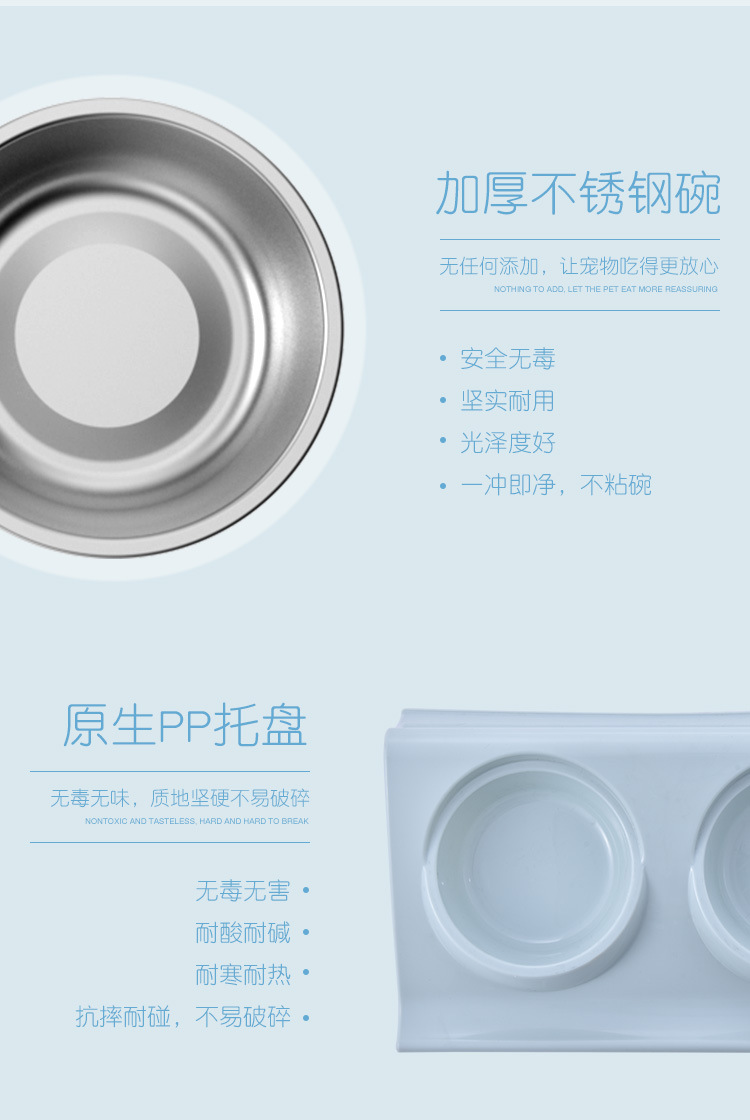 Stainless Steel Bowl for Pet Slope Plastic Non-Slip Pet Dog Bowl Splash-Proof Cat Feeder Cat Bowl Food Basin
