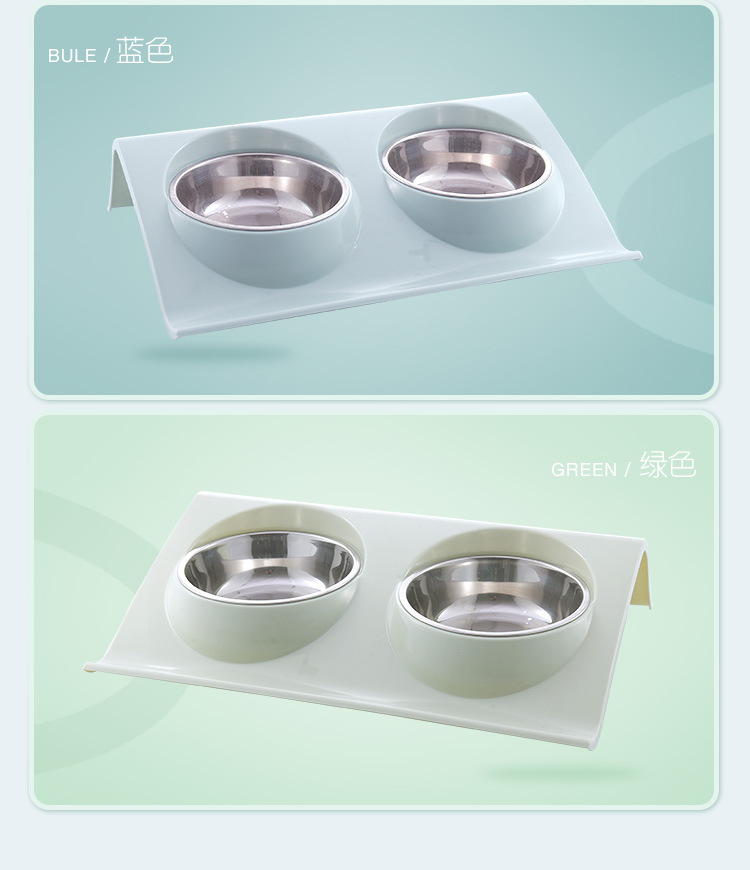 Stainless Steel Bowl for Pet Slope Plastic Non-Slip Pet Dog Bowl Splash-Proof Cat Feeder Cat Bowl Food Basin