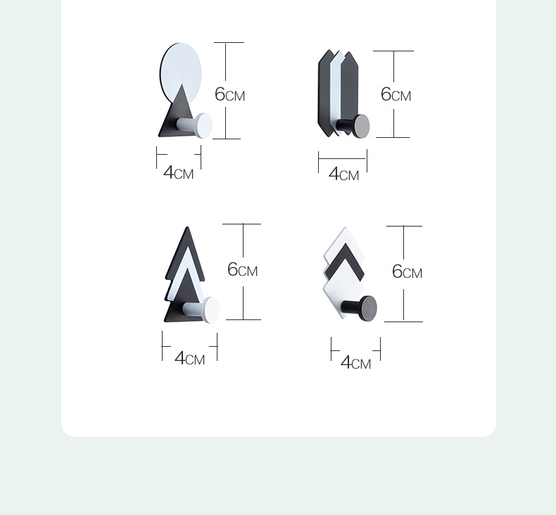 Nordic Style Ins Iron Geometric Hook Kitchen and Bathroom Seamless Sticky Hook Creative Punch-Free Kitchen Bathroom 