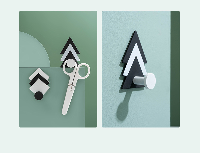 Nordic Style Ins Iron Geometric Hook Kitchen and Bathroom Seamless Sticky Hook Creative Punch-Free Kitchen Bathroom 