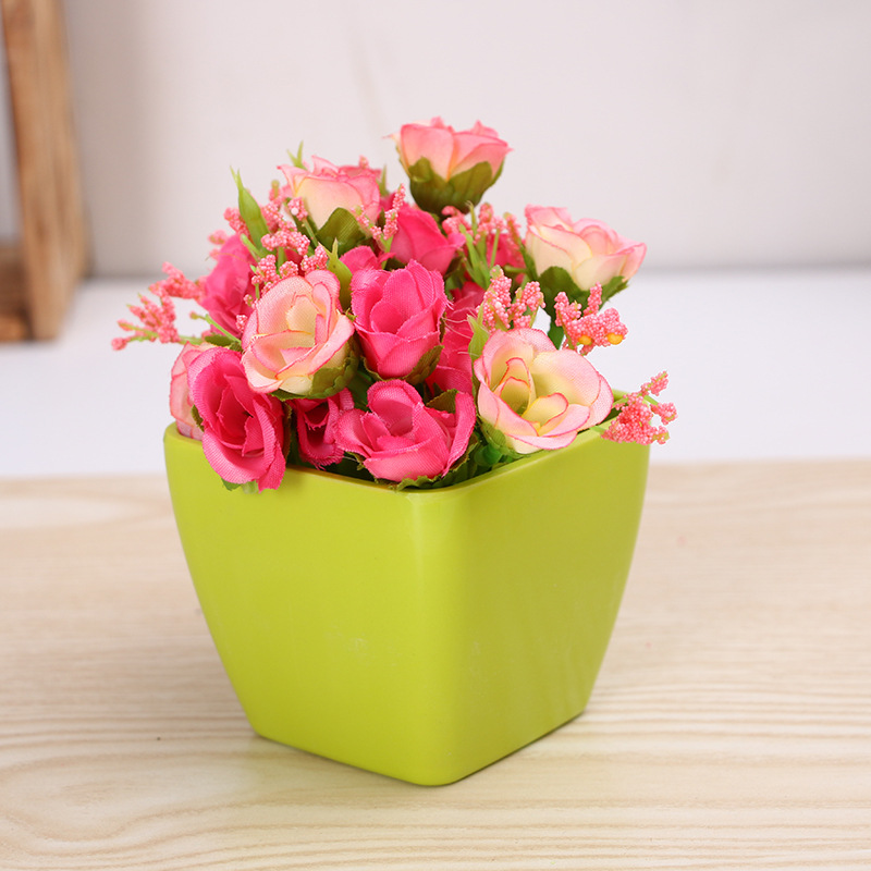 Colorful creative succulent plant flowerpot Colorful small square basin flower arrangement plastic square flowerpot home decoration