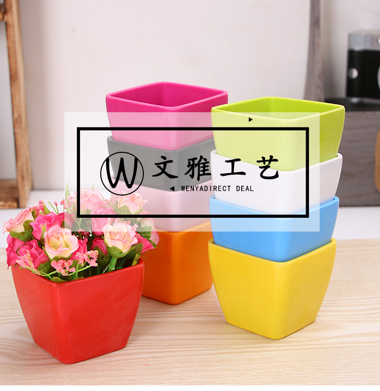 Colorful creative succulent plant flowerpot Colorful small square basin flower arrangement plastic square flowerpot home decoration