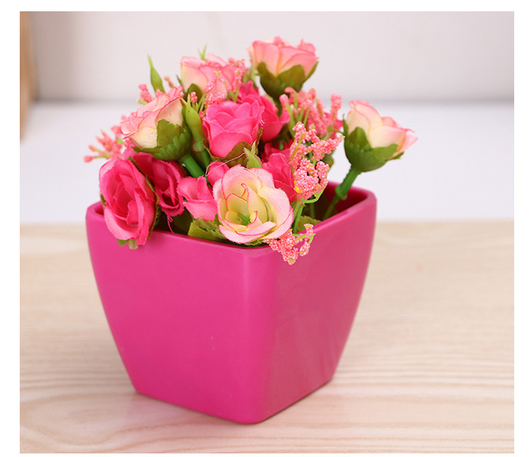 Colorful creative succulent plant flowerpot Colorful small square basin flower arrangement plastic square flowerpot home decoration