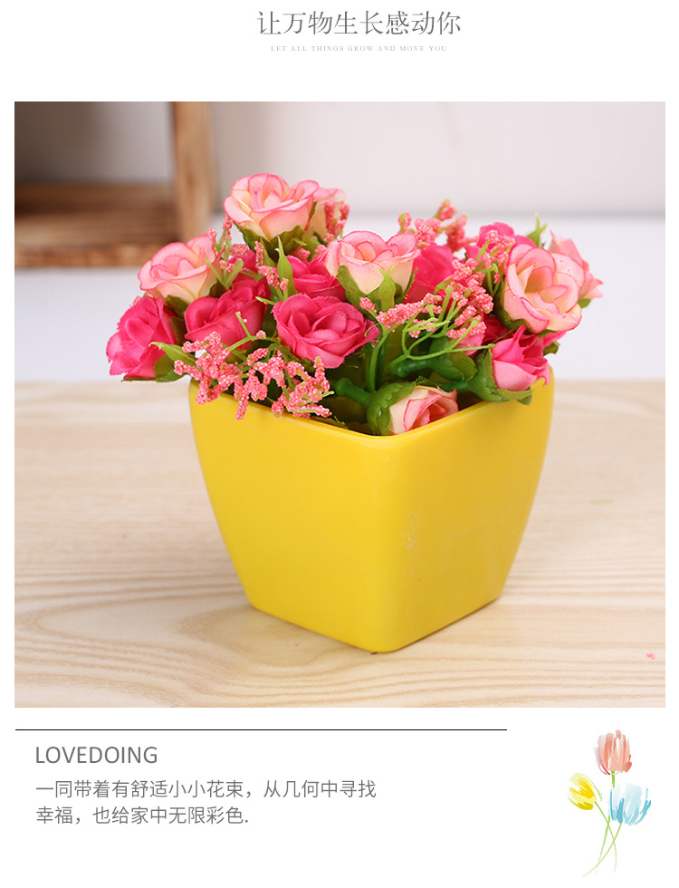Colorful creative succulent plant flowerpot Colorful small square basin flower arrangement plastic square flowerpot home decoration