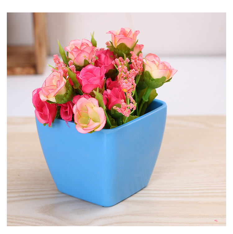 Colorful creative succulent plant flowerpot Colorful small square basin flower arrangement plastic square flowerpot home decoration