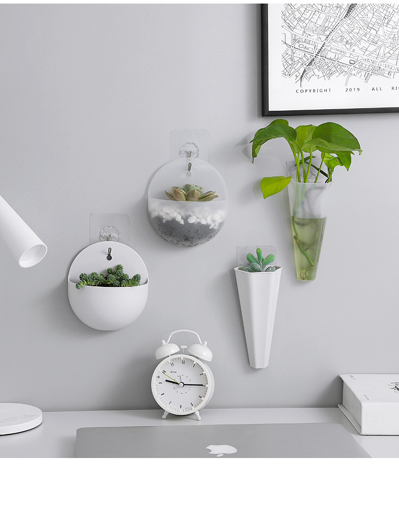 2660 Hydroponic Wall Flower Hanging Basin Wall-Mounted Hanging Vase Lazy Plastic Wall Hanging Wall Green Radish Flower Hanging Basin