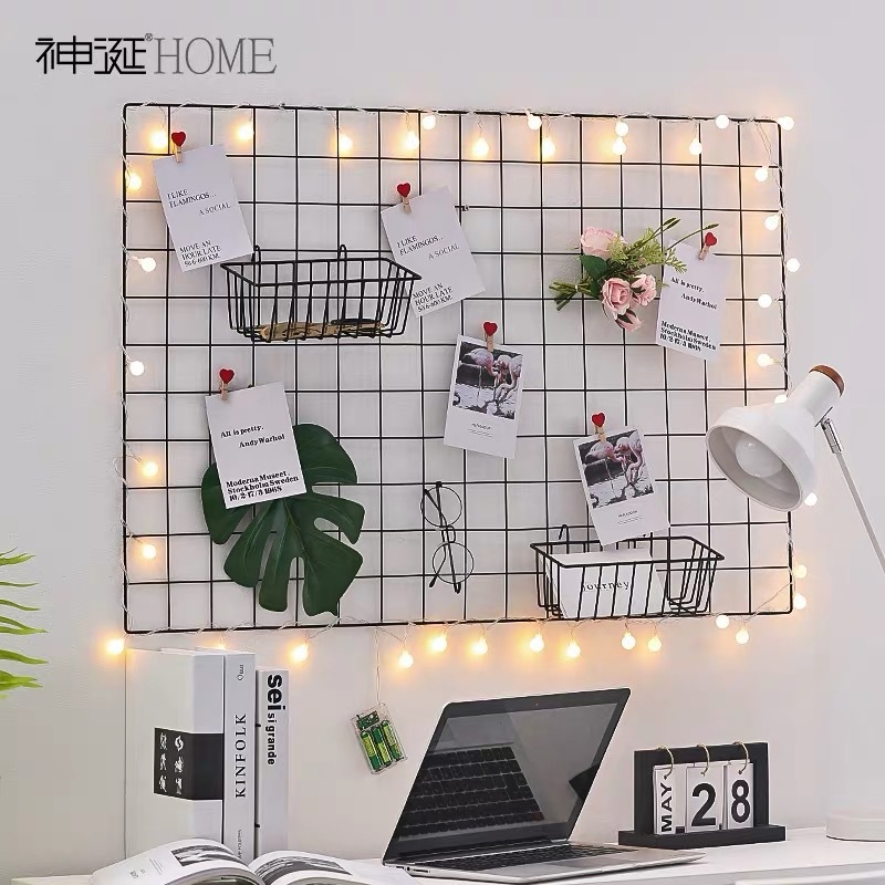 Factory Zero Batch Photo Wall Grid Rack Iron Wire Plastic Dipping Iron Net Iron Art Grid Hook Shelf Environment Creation Ornament Rack