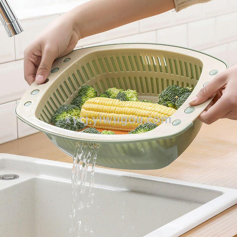 Kitchen multi-functional asphalt basket double plastic wash basin Kitchen multi-functional asphalt basket double plastic wash basin